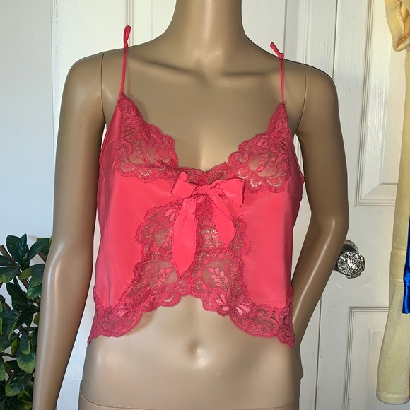 Silk & Satin Sexy orange apricot Lacey bow camisole top size medium - Picture 3 of 10